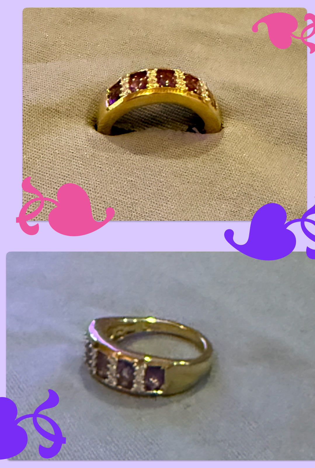 Amethyst & Moissanite Size 6 Ring