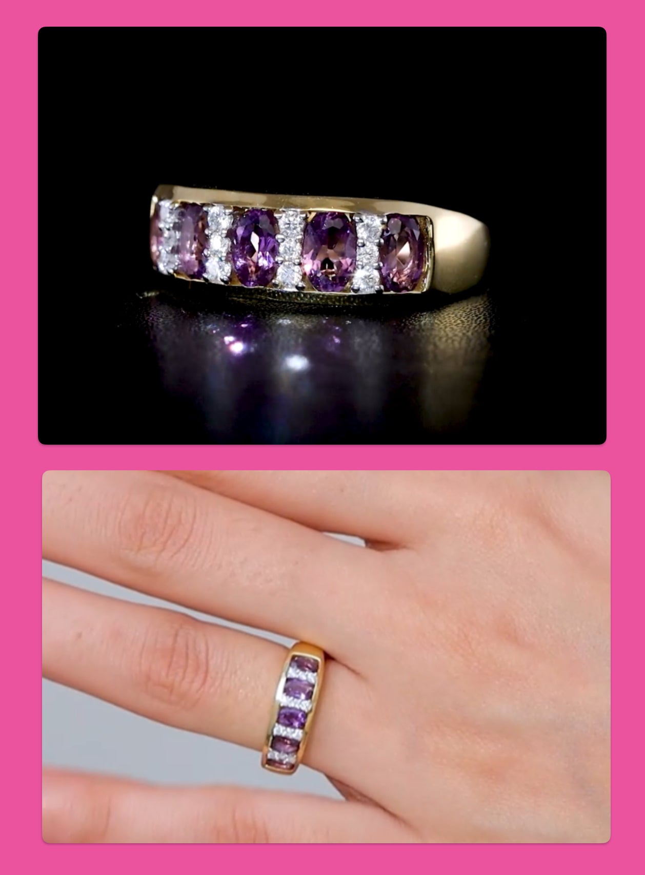 Amethyst & Moissanite Size 6 Ring