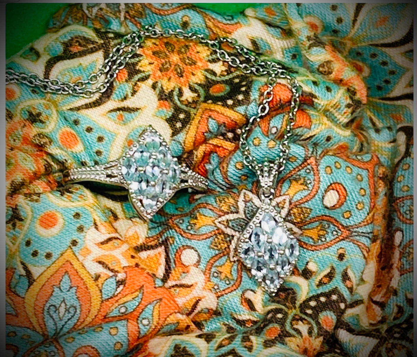 Betroka Blue Apatite 2-Piece Jewelry Set (Ring & Pendant/Necklace