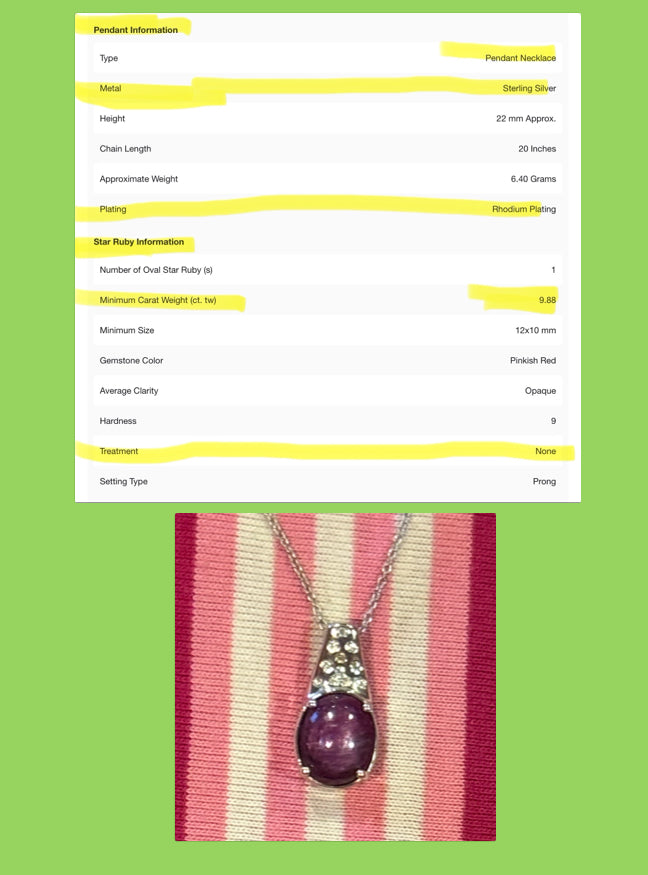 Indian Star Ruby Pendant Necklace