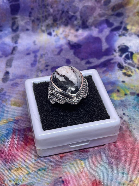 White Buffalo Sterling Silver Size 7 Ring