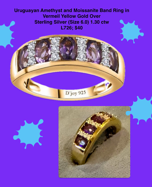 Amethyst & Moissanite Size 6 Ring
