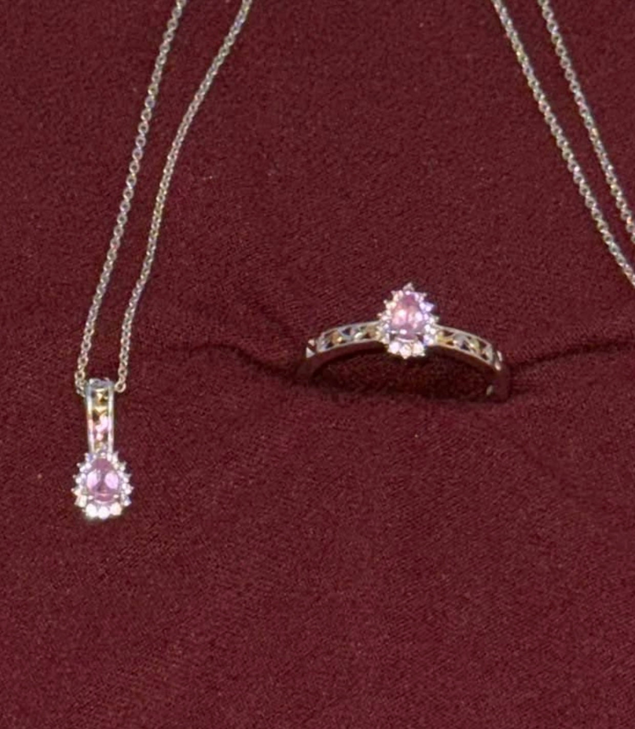 Natural Purple Spinel Ring (7) & Necklace Set