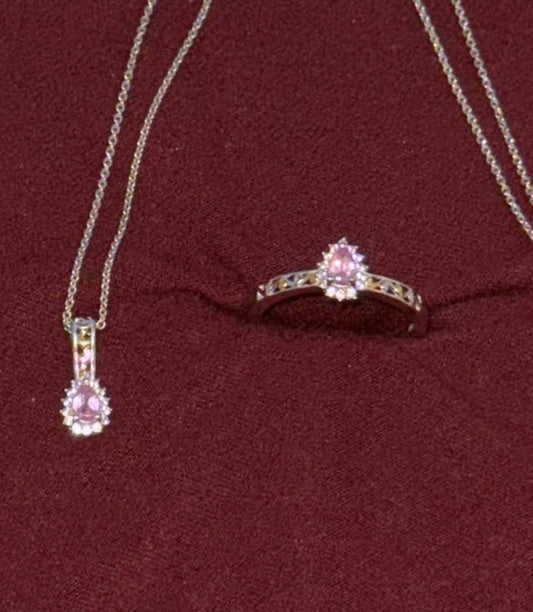 Natural Purple Spinel Ring (7) & Necklace Set