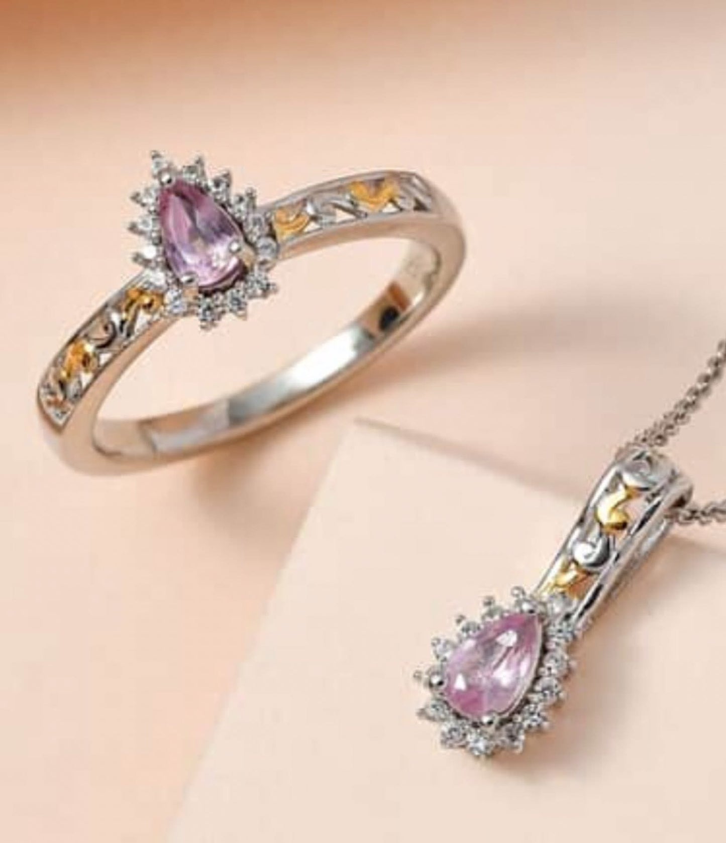 Natural Purple Spinel Ring (7) & Necklace Set