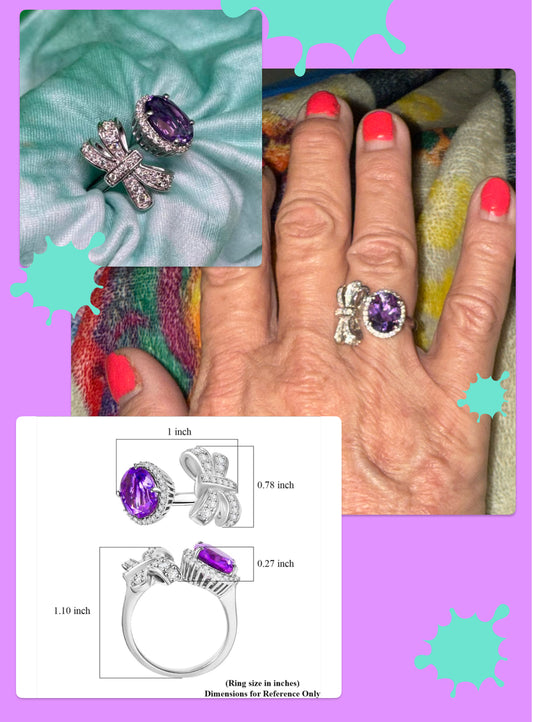 Moroccan Amethyst & Moissanite Size 7 Ring