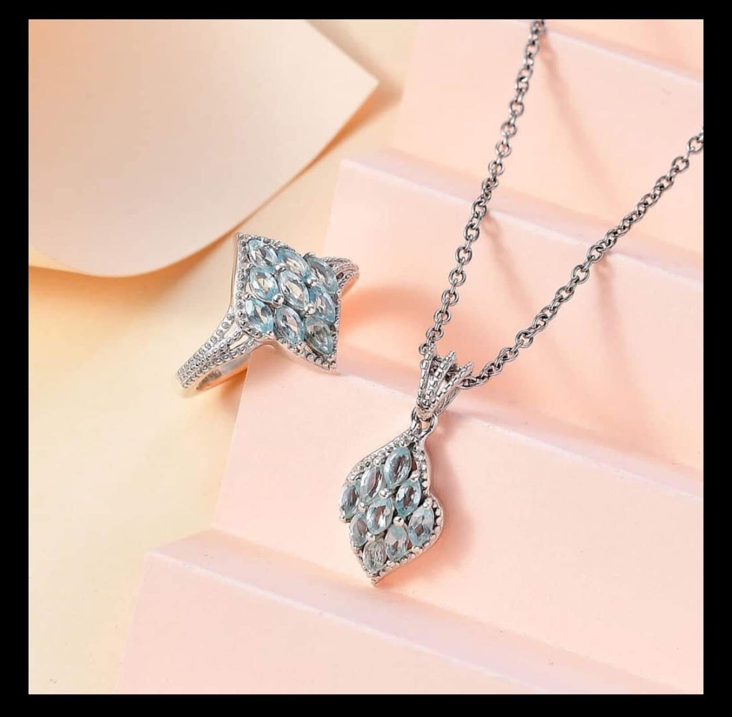 Betroka Blue Apatite 2-Piece Jewelry Set (Ring & Pendant/Necklace