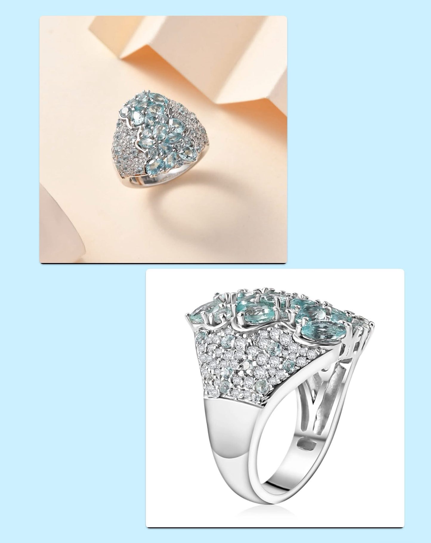 Lagoon Apatite “Ocean Blossom” Size 7 Ring