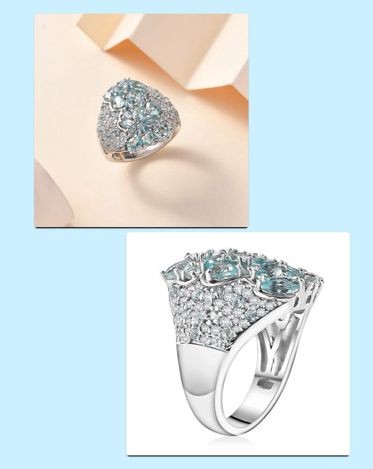 Lagoon Apatite “Ocean Blossom” Size 7 Ring