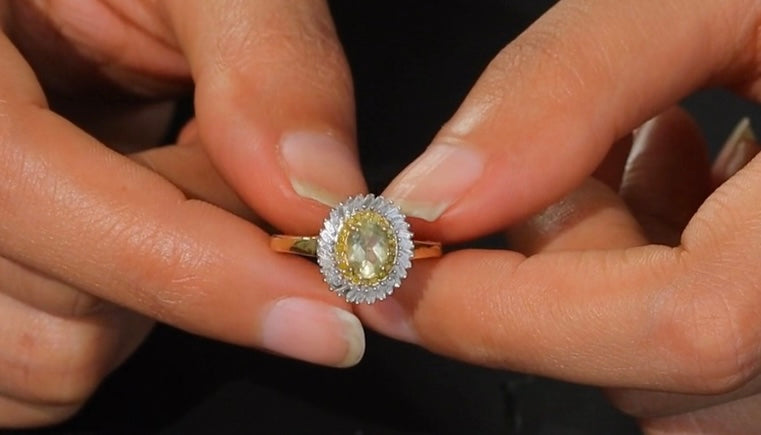 Premium Apatite with Natural Yellow & White Diamonds