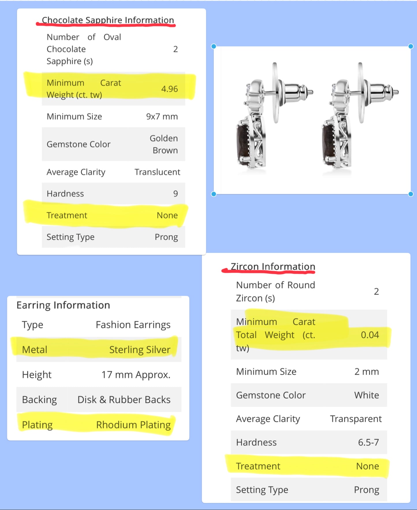 Natural Zawadi Chocolate Sapphire Earrimgs