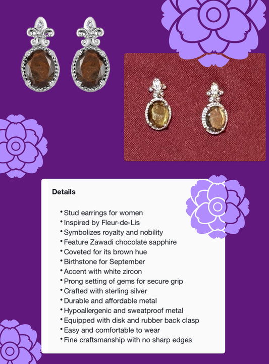Natural Zawadi Chocolate Sapphire Earrimgs