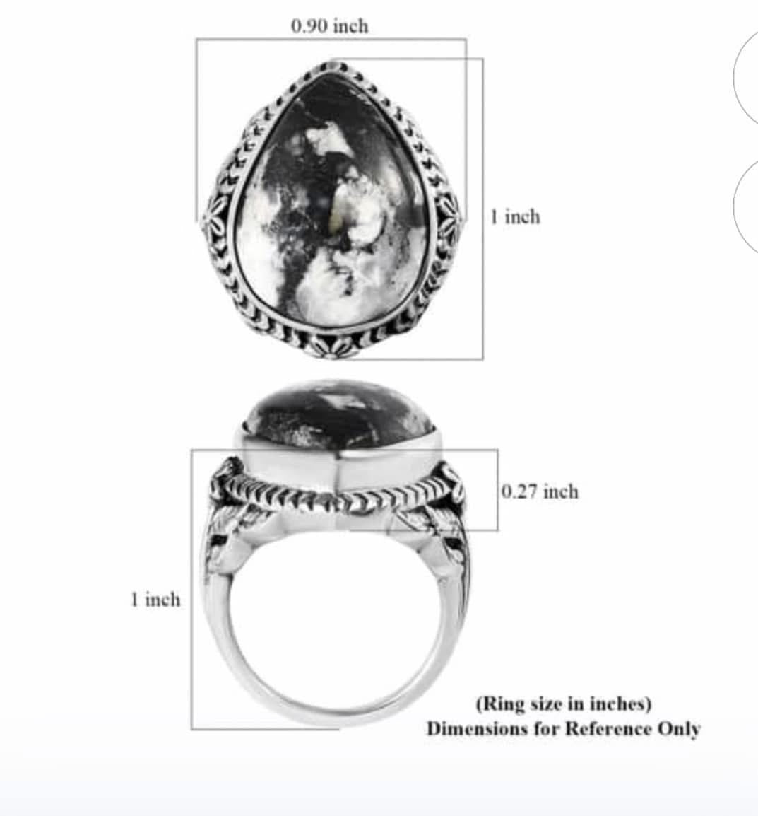 White Buffalo Sterling Silver Size 7 Ring