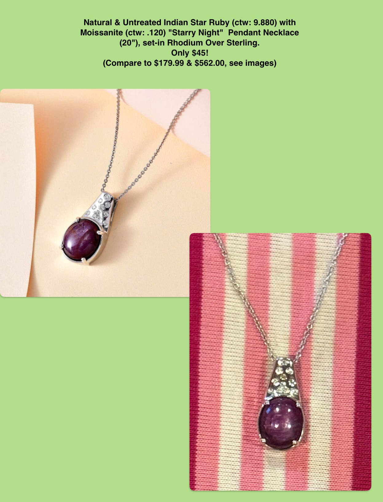 Indian Star Ruby Pendant Necklace
