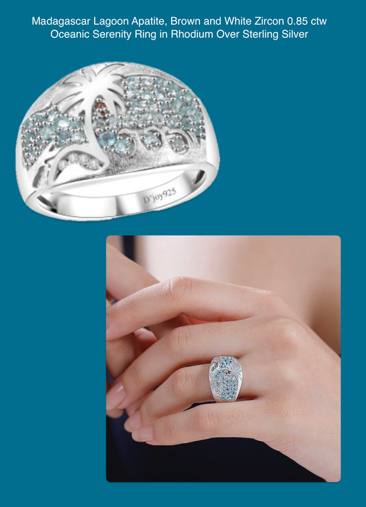 Lagoon Apatite Size 9 Ring, Sterling Silver