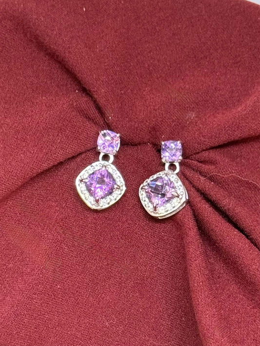 Premium African Amethyst Dangle Earrings, Sterling Silver