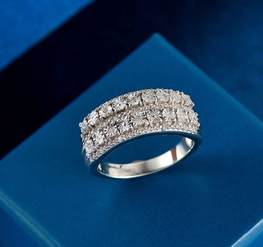 Natural Diamond Ring, Sterling Silver