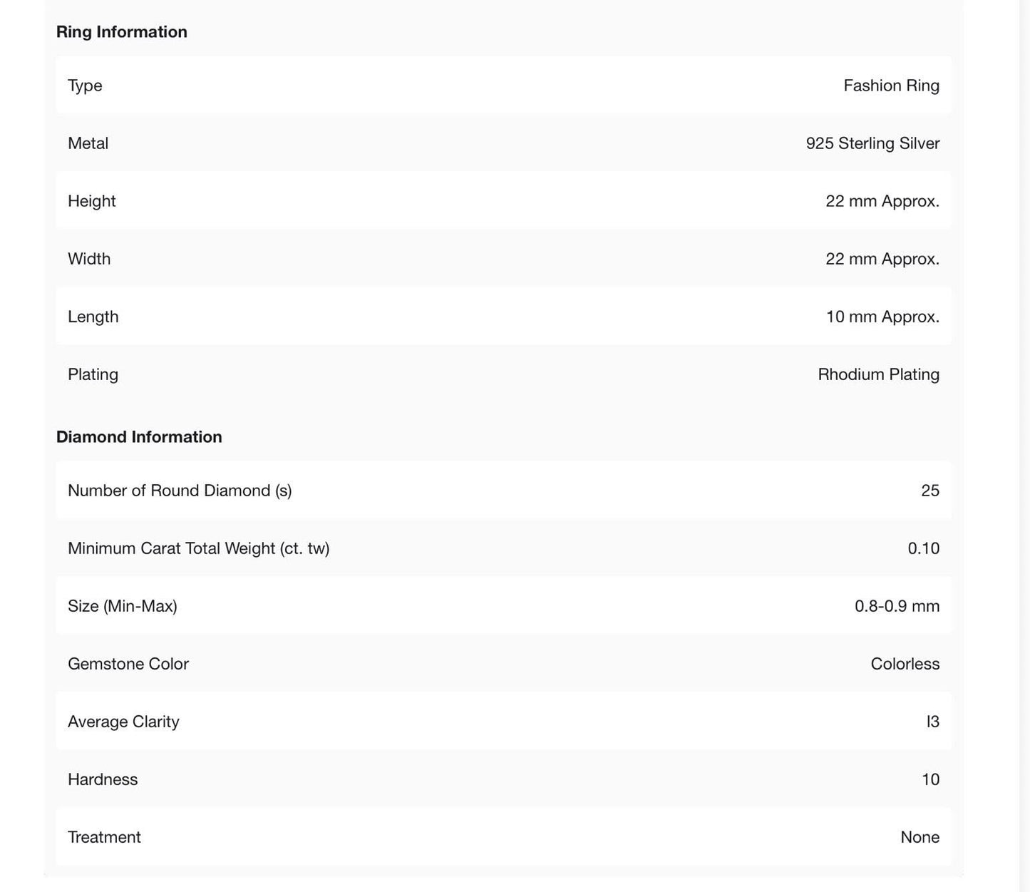 Natural Diamond Ring, Sterling Silver