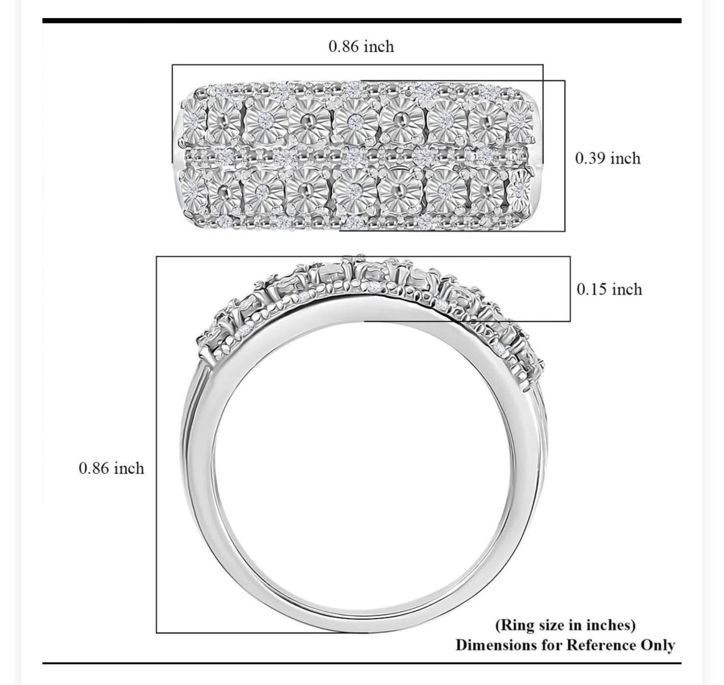 Natural Diamond Ring, Sterling Silver