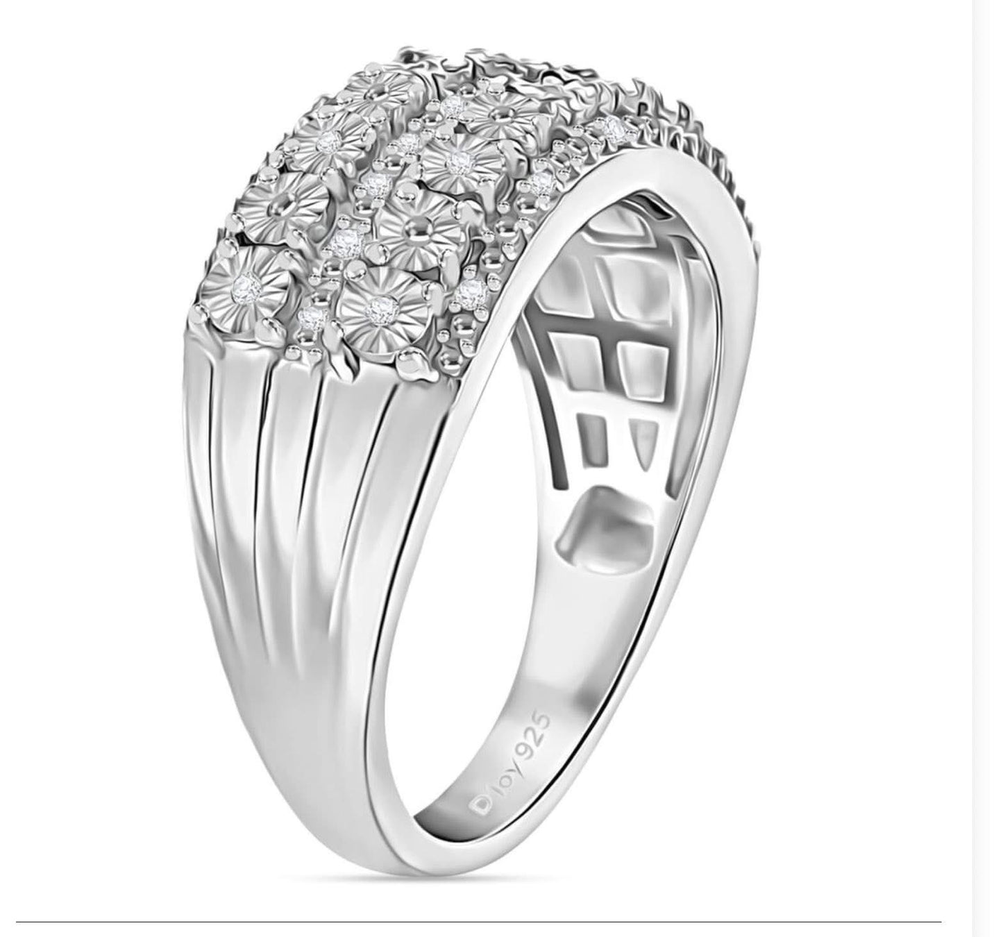 Natural Diamond Ring, Sterling Silver