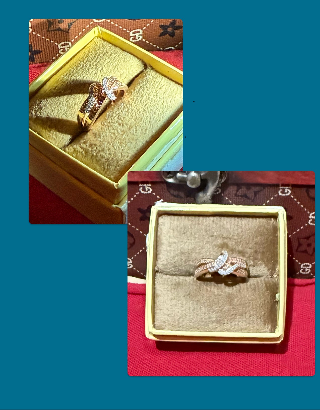 Natural Diamond (White & Champagne) “Infinity” Ring