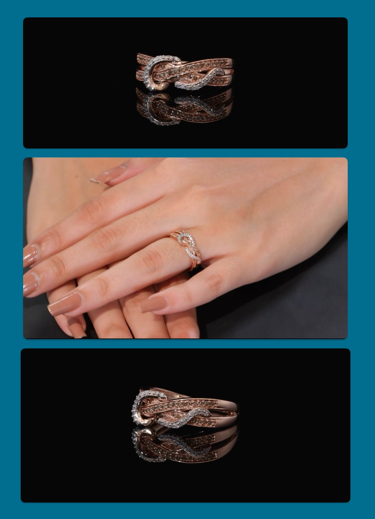Natural Diamond (White & Champagne) “Infinity” Ring